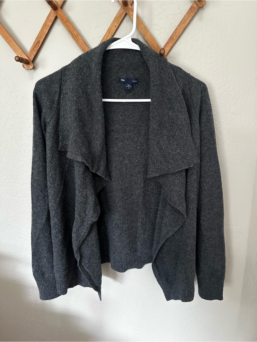 Gap Women's Cashmere Gray Draped Open-Front Sweater